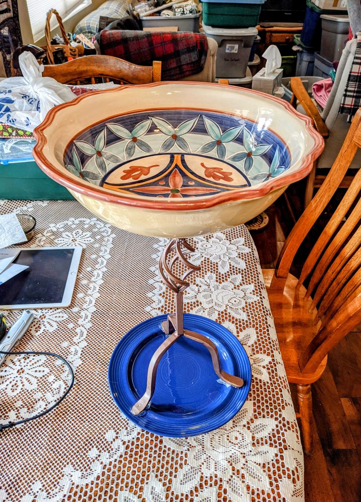 Item #0747 — Blue,Tan,Copper, 19 in