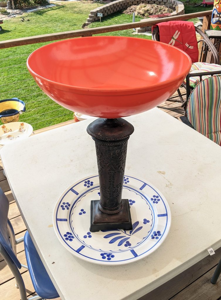 Item #0208 — Orange,Blue,White,Bronze, 23 in